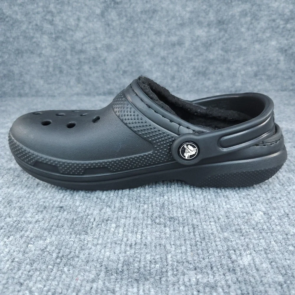 Crocs Clogs Shoes Women's Size 6 Mens Size 4 Black Lined Slingback Slides